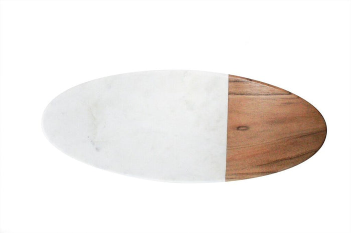 ACACIA & MARBLE OVAL SERVING BOARD