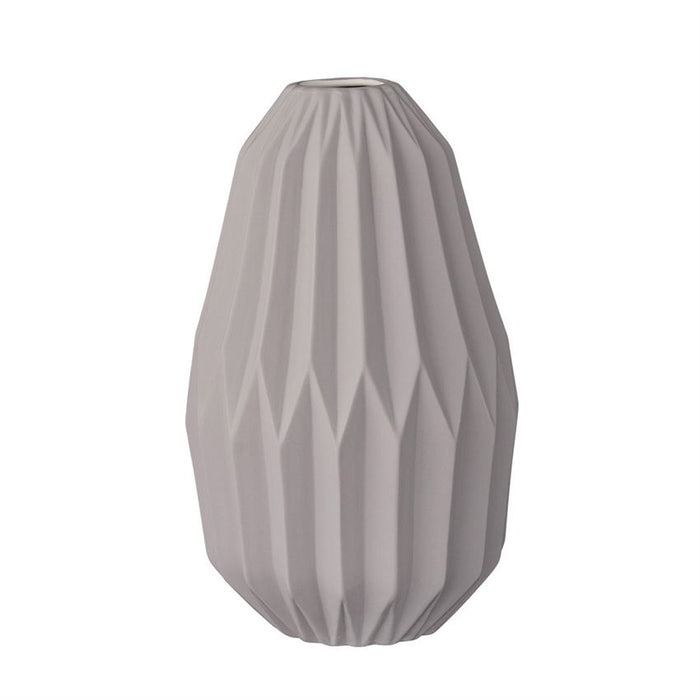 Stoneware Fluted Vase - Matte Grey